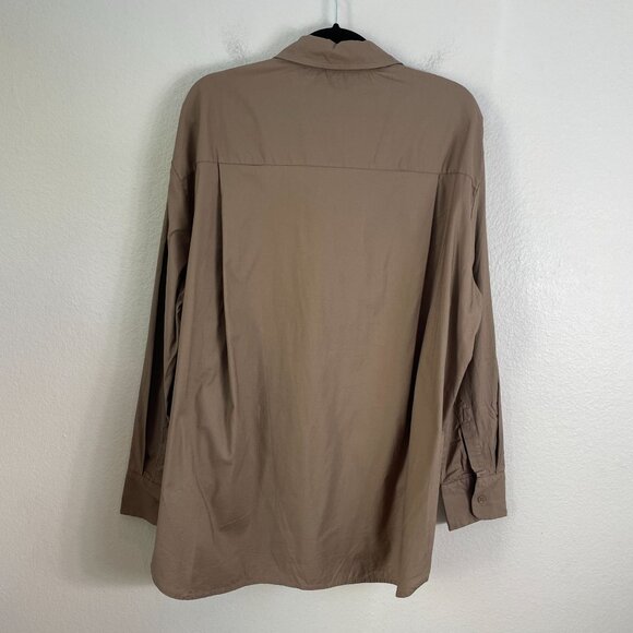 Reformation Womens XL Will Oversized Button Up Shirt In Taupe Brown Long Sleeve - Picture 9 of 11